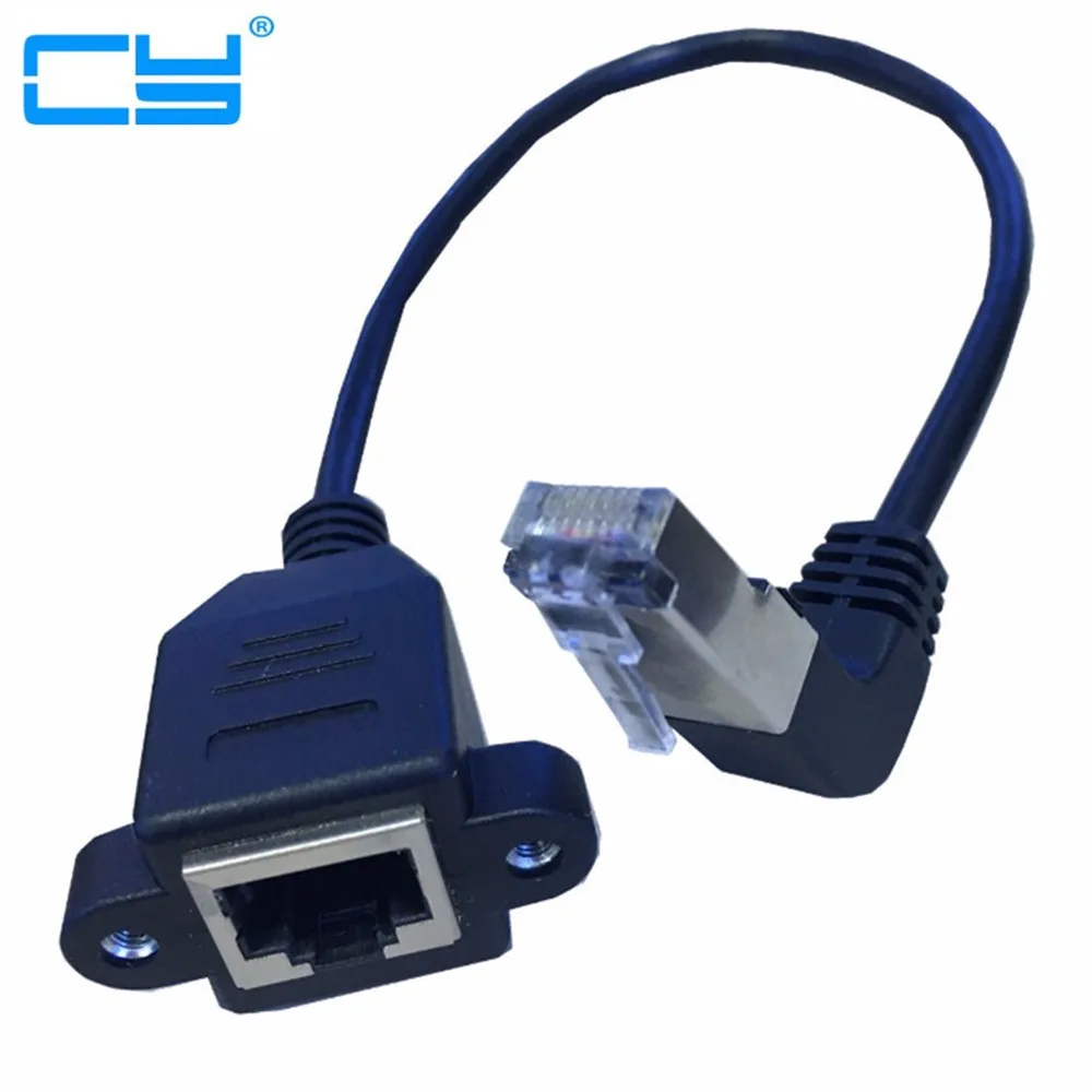 

30 см/0,3 м 90 градусов вверх и вниз RJ45 штекер-гнездо винтовое Панельное крепление Ethernet LAN Сетевой удлинитель Кабель адаптер
