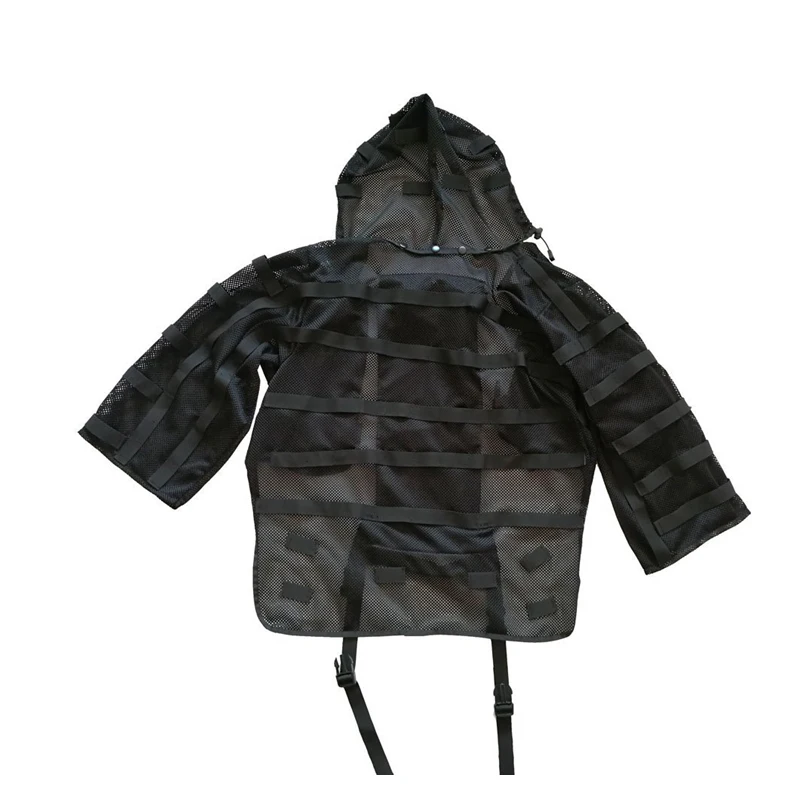 Новинка года нейлоновая сетка тактический Ghillie костюм с 3L гидратации карман и толстовка черный OD