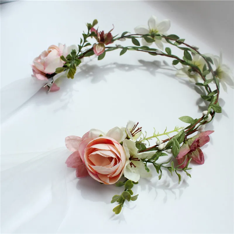 Женский венок с вуалью CC свадебный аксессуар для волос цветочной короной 100%
