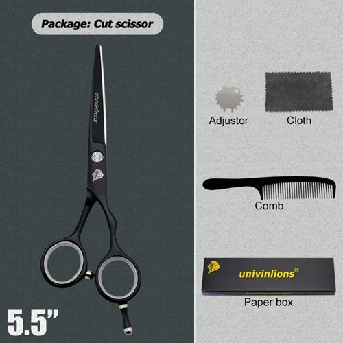 5503 Black cutting Univinlions, японская сталь 5,5/6,0, парикмахерские ножницы, Профессиональные парикмахерские ножницы, набор, ножницы для волос, острые ножницы для стрижки волос - Цвет: 5503 Black cutting