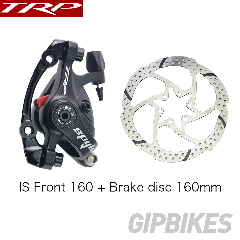 Front 160 disc 160mm TRP SPYKE сплав механические дисковые тормоза суппорт Spyke черные суппорты передние/задние/пара w/или w/o 160 мм диск с адаптером винты - Цвет: Front 160 disc 160mm