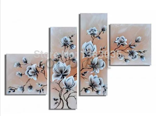

Hand Painted Orchid Canvas Pictures Modern Abstract Oil Painting Flowers 4 Piece Wall Art Decoration Home Set Pictures