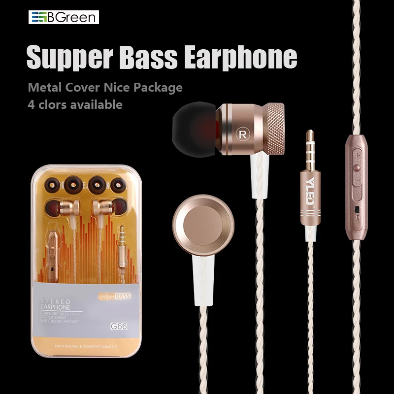 BGreen G66 бас стерео сотовый телефон наушники с микрофоном для mp3 плеера Android iPhone 7 7S S8