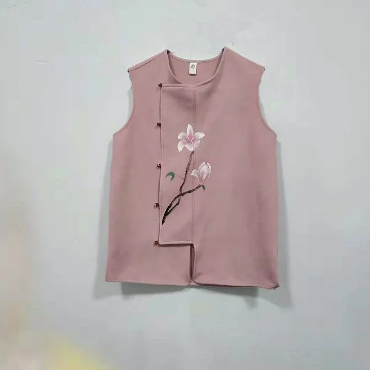 Женский Тонкий шерстяной жилет раскрашенный вручную безрукавка короткий