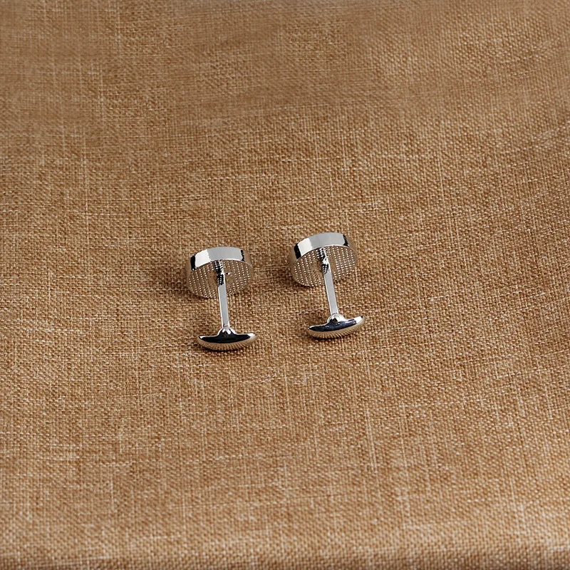 Синие циркониевые запонки Стразы Серебряные круглые с кристаллами мужские