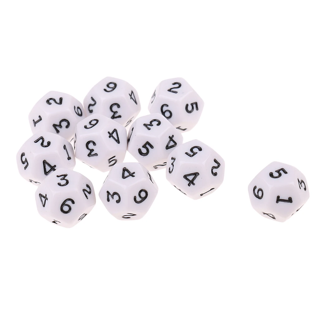 10 шт. белые акриловые многогранные игральные кости D12 TRPG Подземелья и Драконы RPG MTG взрослые ролевые настольные игры Забавные игрушки