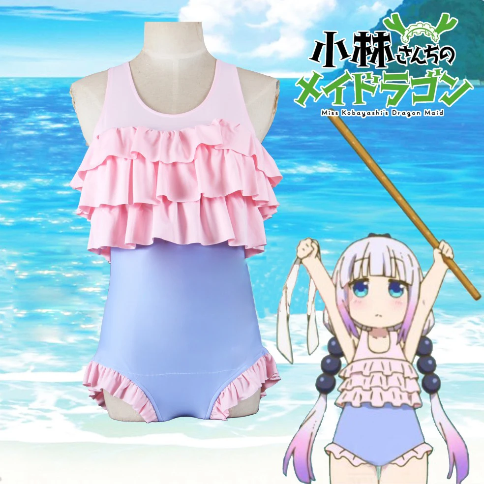 Купальный костюм с аниме Miss Kobayashi's Dragon Maid Kobayashi chi no maid dragon Kanna летний пляжный