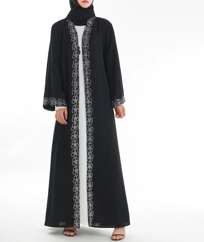 Серый шифон мусульманское платье Абая Исламская для женщин Малайзия джилбаб