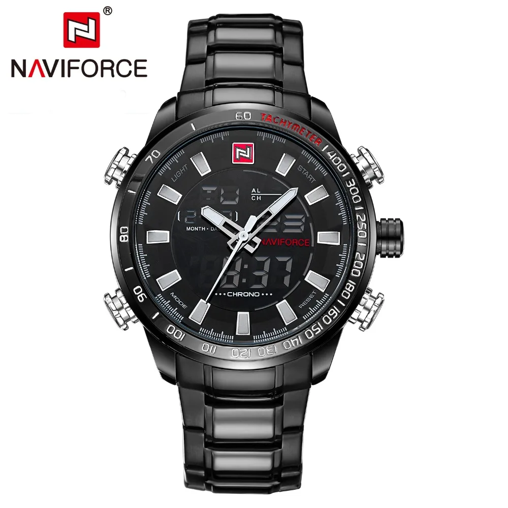 

NAVIFORCE New Luxury Brand Men Military Sport Watches Men's Digital Timing Quartz Clock Full Steel Waterproof Wrist Watch