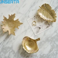 jinserta metal storage tray jewelry display plate ginkgo leaf necklace ring earrings cosmetic tray home decoration organizer