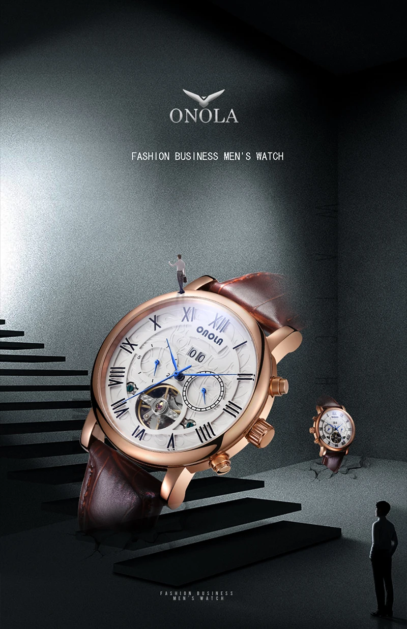 watch men onora commercial leisure steel hollow men's watch men's automatic mechanical waterproof watch часы мужские