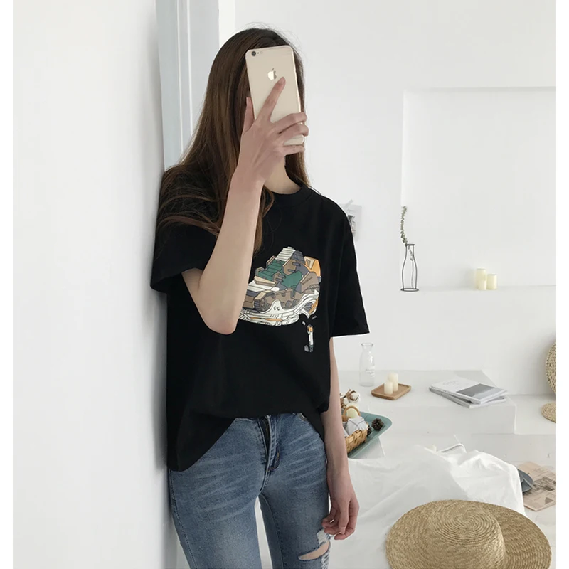 Женская трикотажная футболка Rugod Повседневная стильная с круглым вырезом Модные