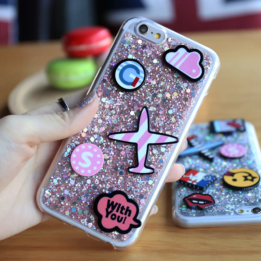 KISSCASE Bling Glitter Cartoon Soft Silicone Case For Iphone 7Plus Luxury 3D Airplane Cute Phone Cases Cover 6 6S 7 |