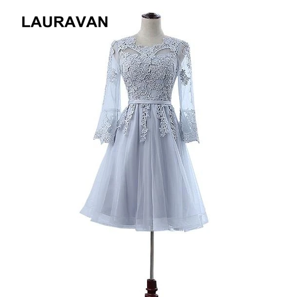 

lace teen girl sweet 16 gray modest sleeved puffy dressy ball gowns for bridesmaid dresses sexy fomal teen cute dress short 2020