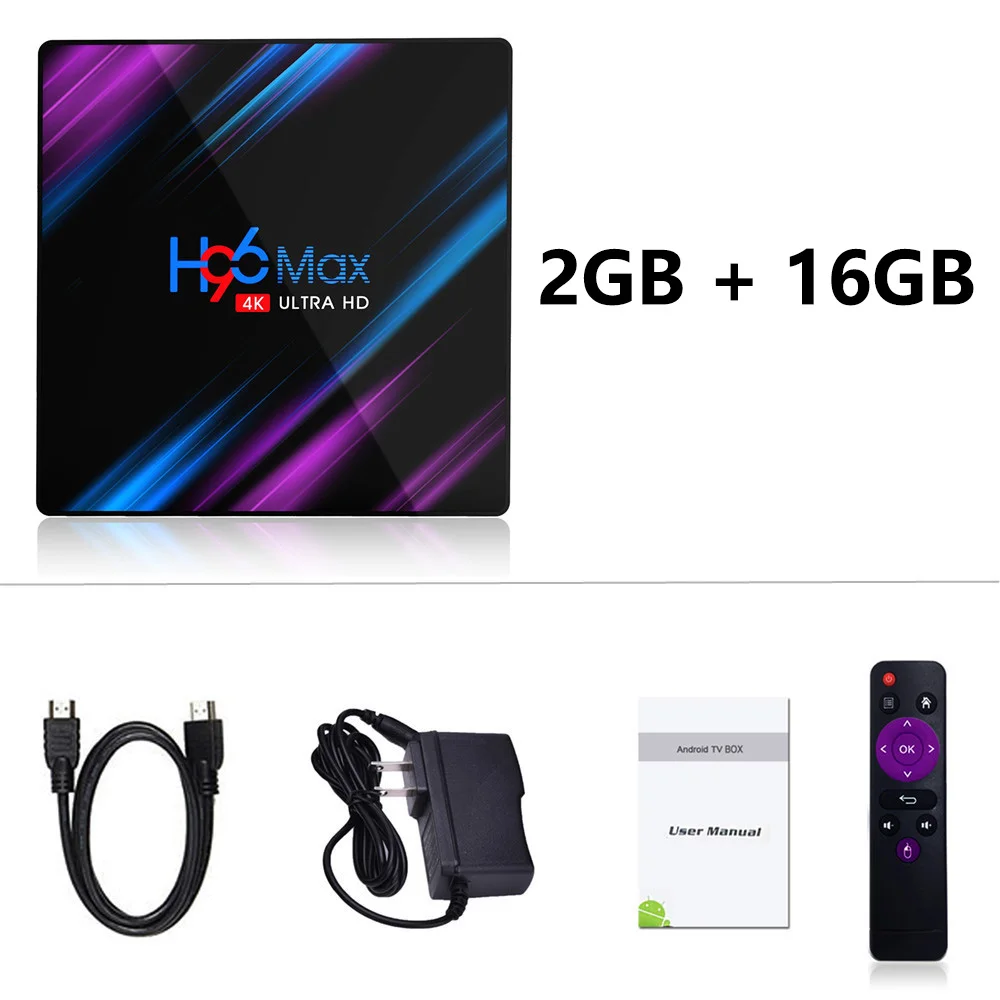 2GB 16GB LEMFO H96 Max Smart tv Box Android 9,0 RK3318 4 ГБ 32 ГБ 64 Гб 4K HDR 2,4G и 5G Wifi BT4.0 USB 3,0 Airplay Goole Play телеприставка - Цвет: 2GB 16GB
