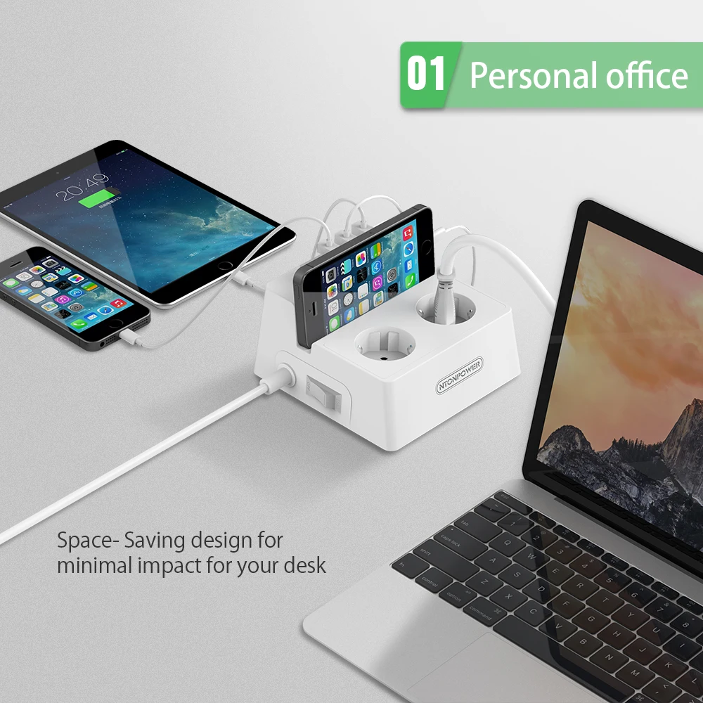 NTON Силовая розетка 2 розетки переменного тока удлинитель 5USB зарядное устройство EU силовая вилка Защита от перенапряжения для Xiaomi iphone домашняя Applianc