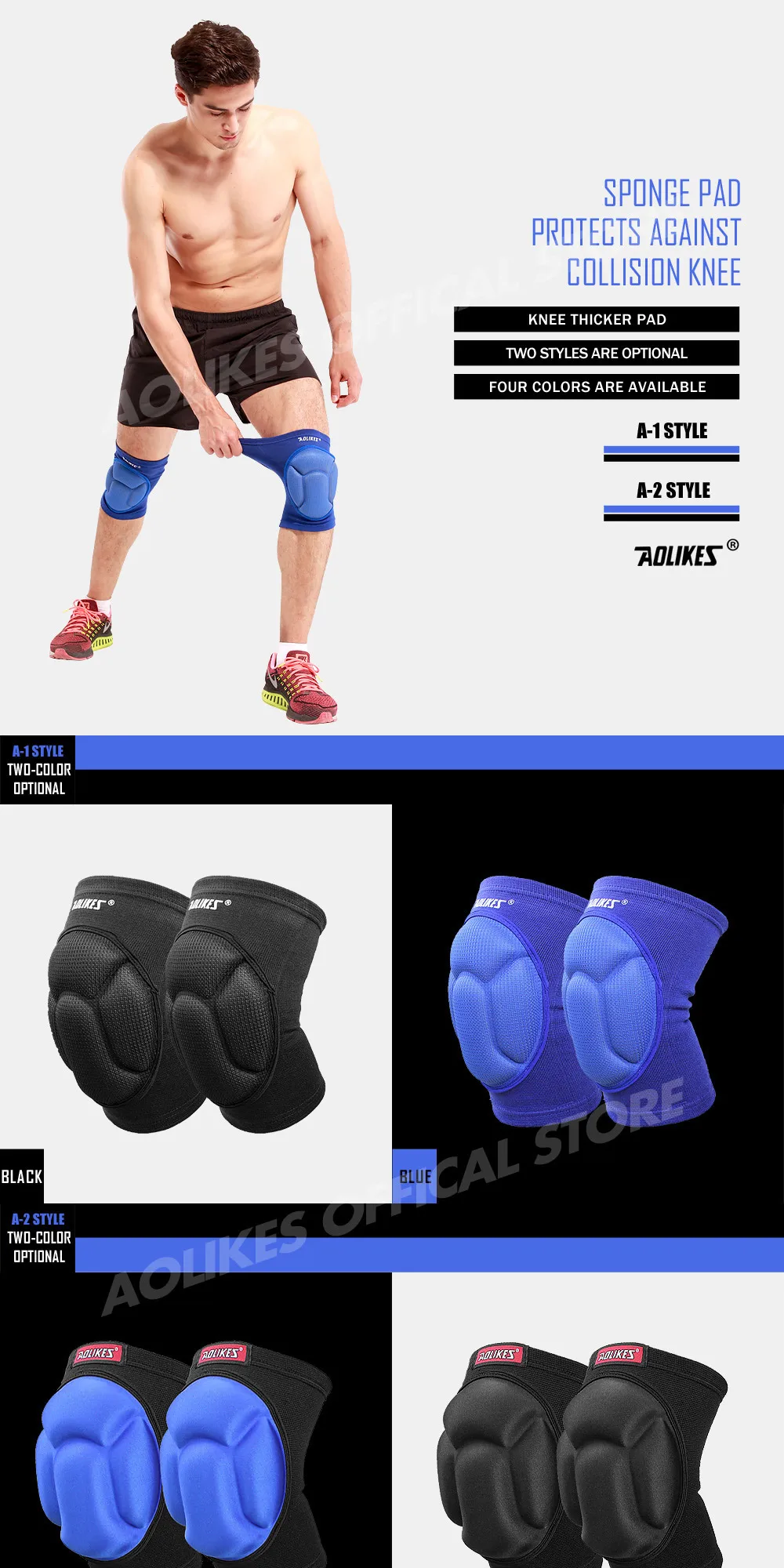 AOLIKES уплотненные наколенники для футбола, волейбола, экстремальных видов спорта, наколенники, поддержка, защита для велоспорта, наколенники, наколенники rodilleras