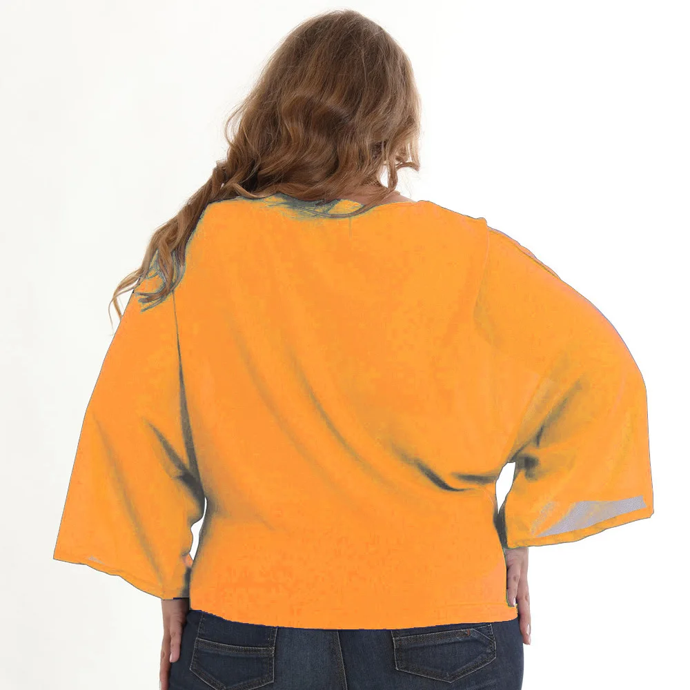 Большие размеры L-5XL шифоновые футболки с круглым вырезом летние женские