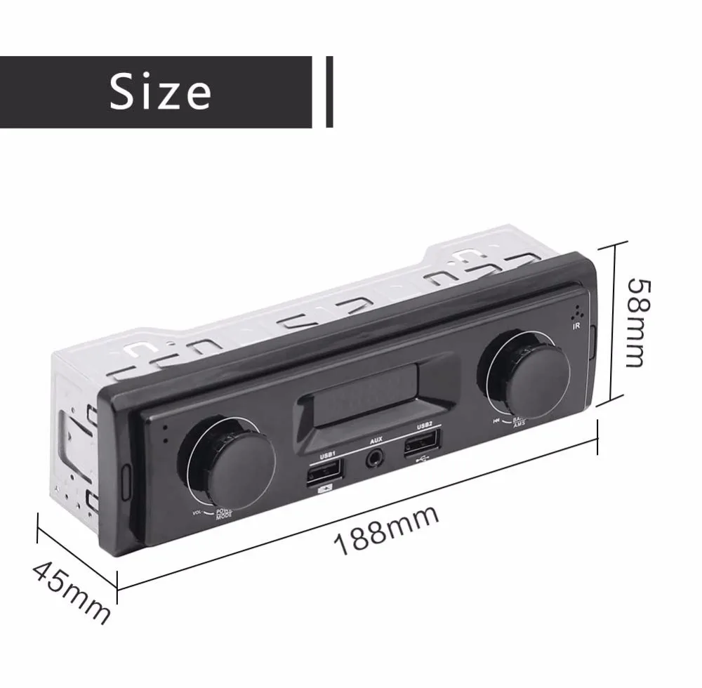NoEnName_Null Автомобильный светодиодный стерео радио FM/USB/AUX 12V In-dash 1 Din Aux Входной приемник SD USB MP3 Зарядка для телефона Авторадио