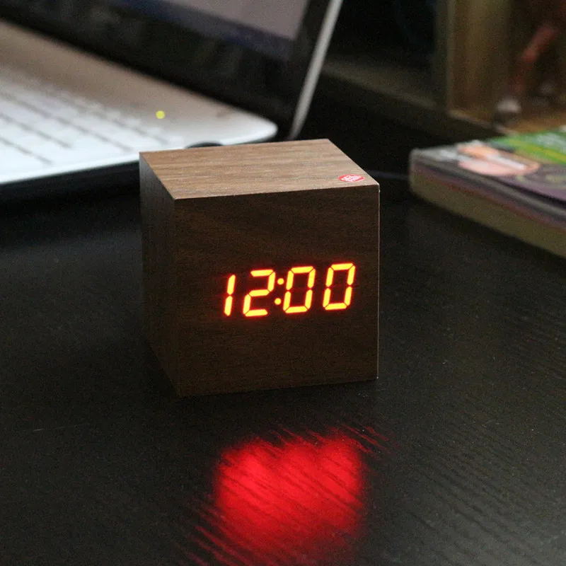 Brown red Clock Антикварные Цифровые Часы светодиодный часы для офиса винтажные Ретро настольные Персонализированные Короткие художественные часы бесшумные часы электронные часы домашний декор - Цвет: Brown red Clock