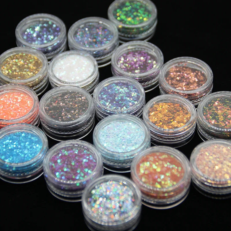 

1g/Jar Holo Laser Shifting Chameleon Color 1/24'' Size Hexagon Shape Mix Chunky Glitter For Nail Art Body Face Party Decorations