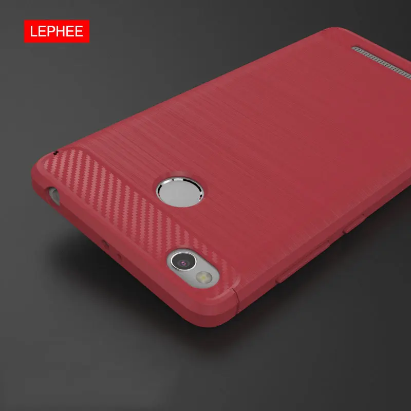 Red Чехол LEPHEE для Xiaomi redmi 3 S, чехол для Xiaomi redmi 3 Pro, силиконовый мягкий ТПУ Матовый чехол из углеродного волокна, чехол для телефона redmi 3 S, роскошный - Цвет: Red