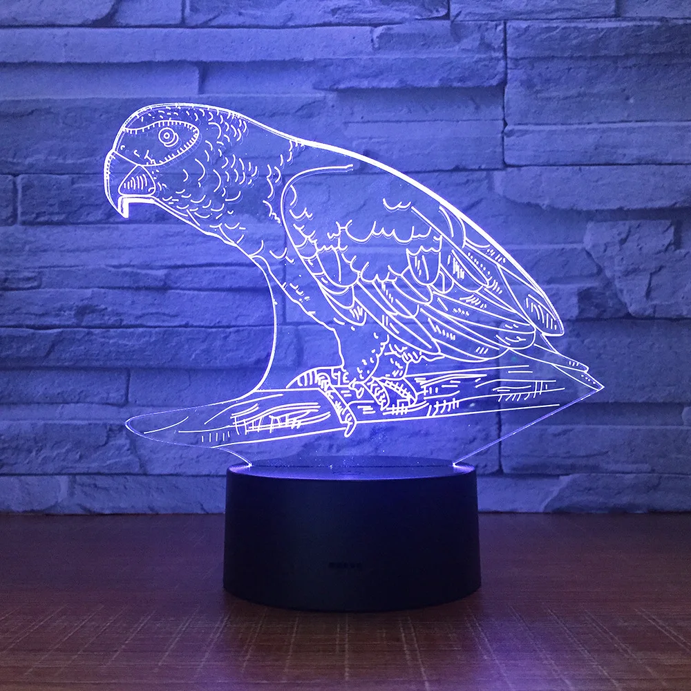 Попугая для 3D светодиодный ночной Светильник стерео акриловые офисные туфли