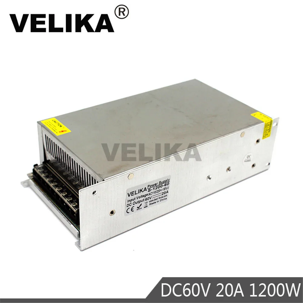 Регулируемый DC60V 20A 1200 Вт переключатель питания Трансформаторы 220 110 В AC DC60V SMPS для промышленного механического оборудования двигателя