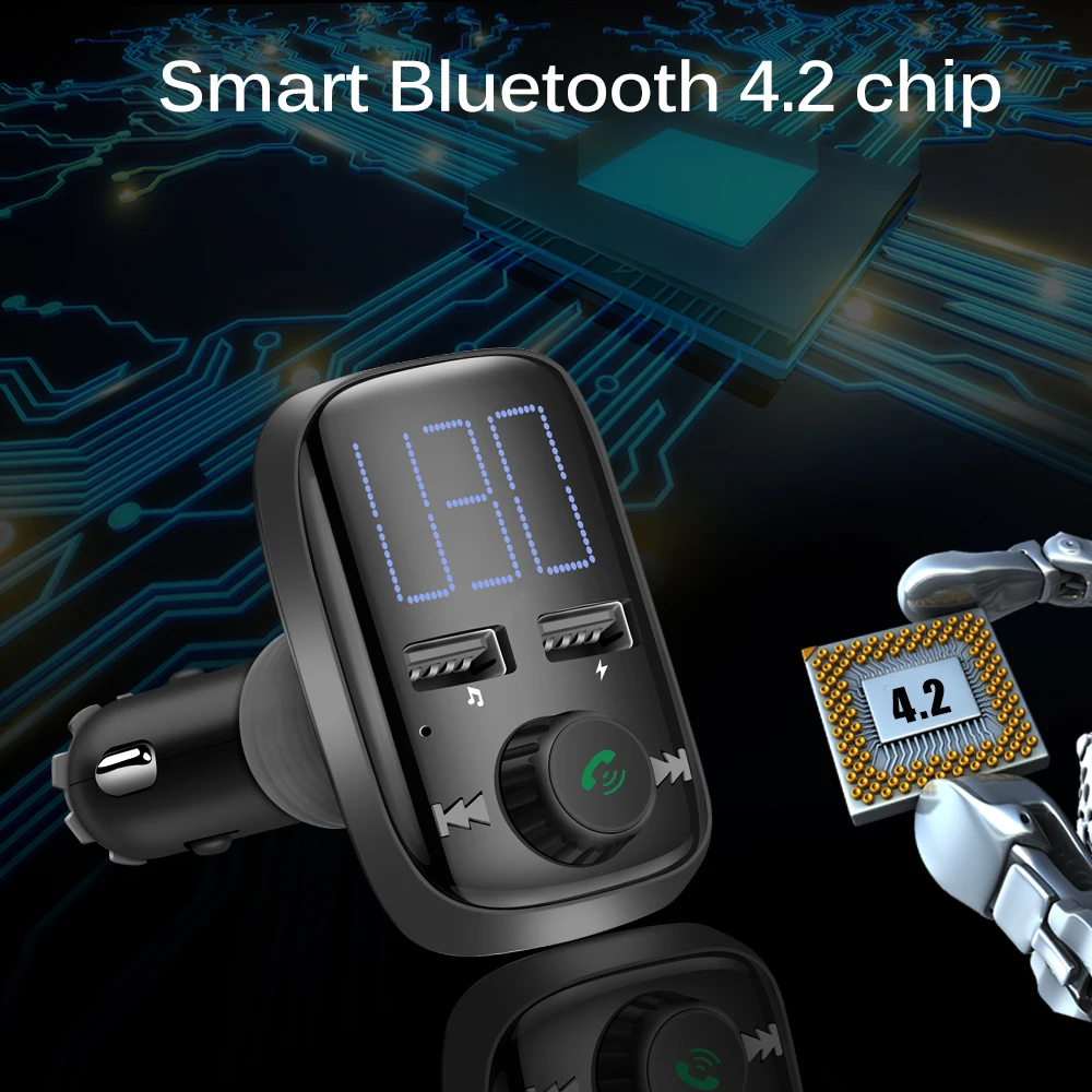 FM трансмиттер Onever автомобильный с поддержкой Bluetooth и 2 USB портами|fm transmitter|fm transmitter