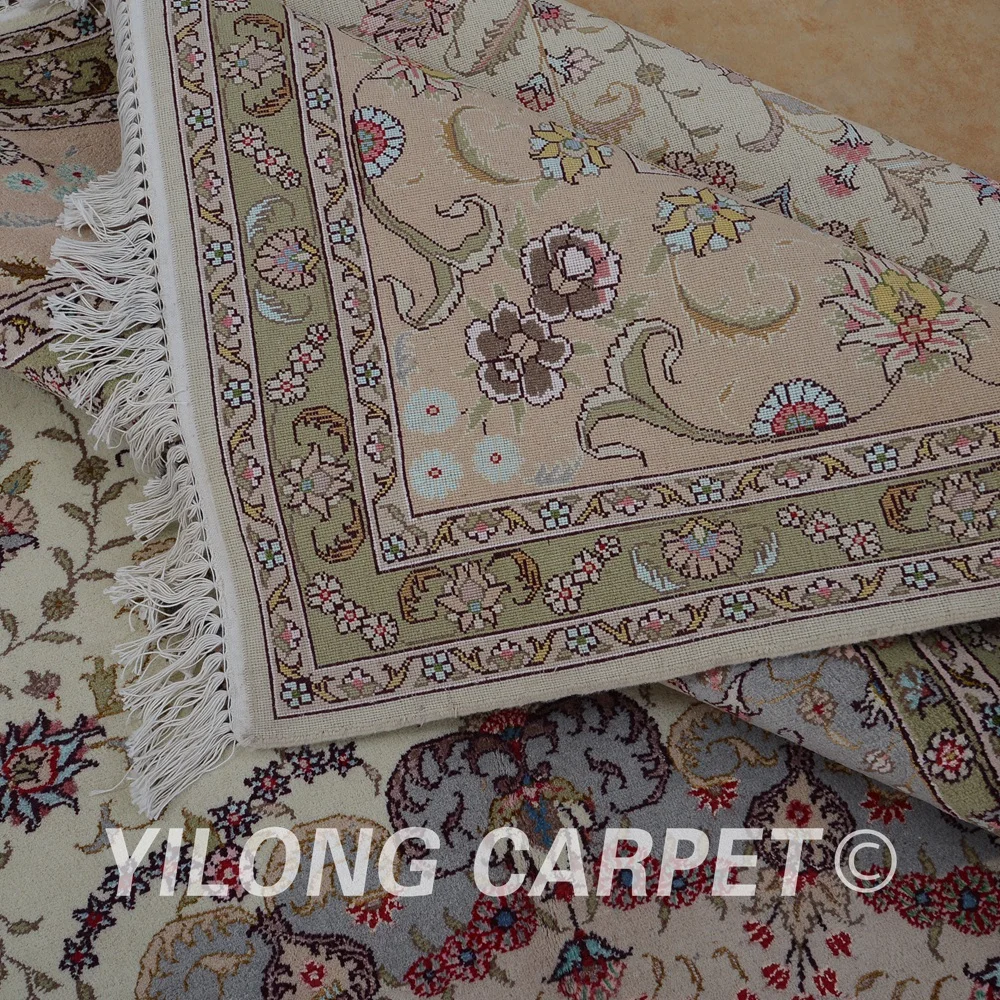 Yilong 9 'x 12' персидский шерстяной коврик Тебриз ручной работы изысканный qum