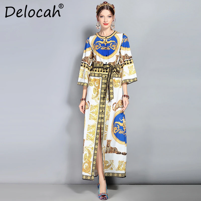 Delocah модное дизайнерское Макси платье 3XL большие размеры женское с расклешенными
