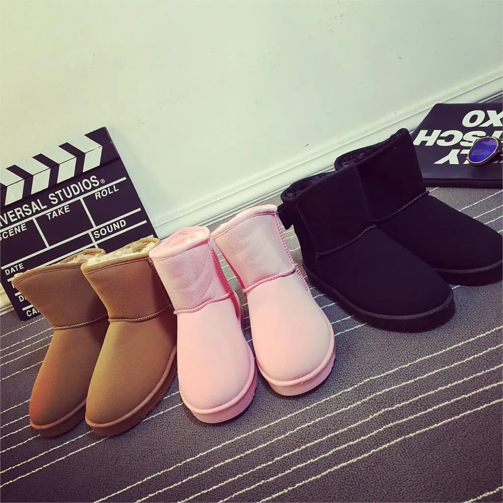 Женские зимние модные однотонные ботинки для снежной погоды 2018 женские