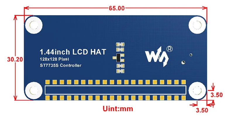 Waveshare 1,44 дюймовый ЖК-дисплей шляпа для Raspberry Pi 2B/3B/3B+/Zero W 128x128 пикселей SPI интерфейс светодиодный подсветка 3,3 В