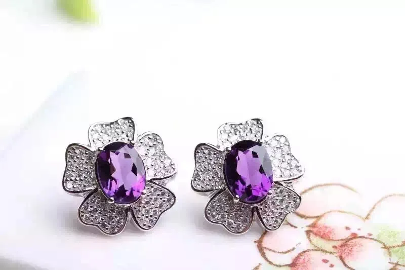 Серьги подвески женские из серебра 925 пробы с натуральным драгоценным камнем|jewelry