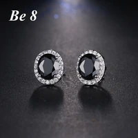 be8 brand oval shape beauty colorful cubic zirconia pave fashion jewelry white color stud earring for women elegant gifts e 191