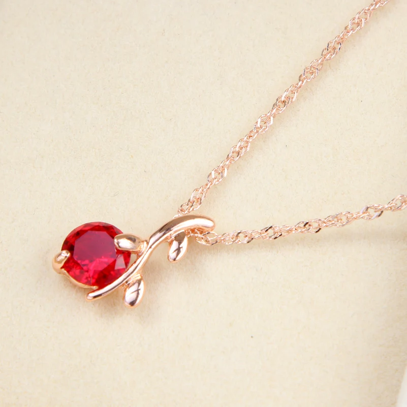 Женский ювелирный комплект из колье и серёг с красным кристаллом|necklace energy|necklace