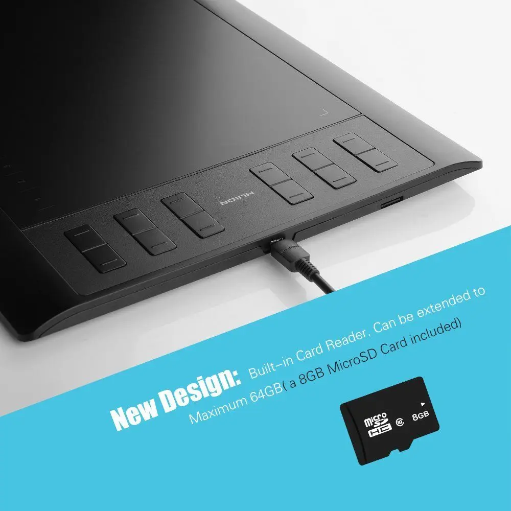 Huion 1060 Plus графический планшет; usb 8192 уровней ручка 8G Микро карта 12 ключей большая рабочая зона для Windows Mac OS Перчаточная сумка подарки