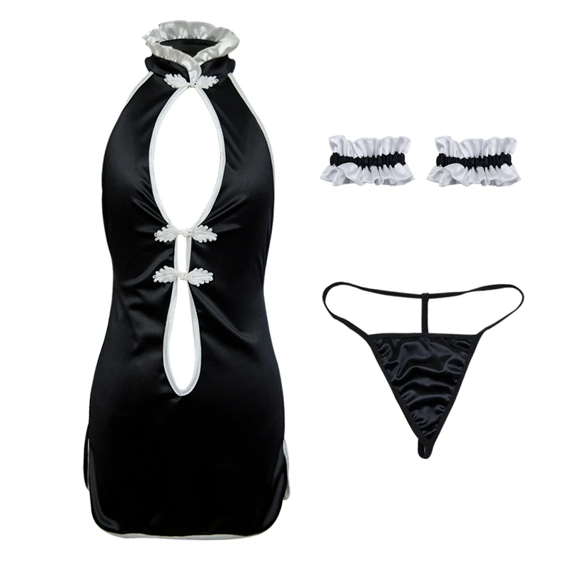 Женское атласное платье чонсам винтажное шелковое с открытой спиной для ночного