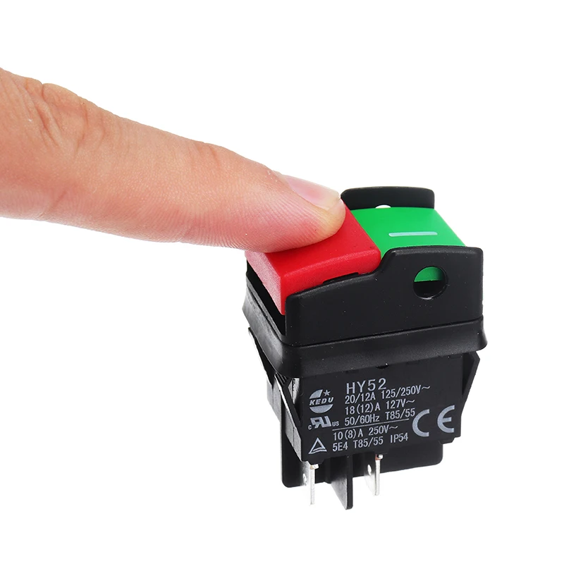 KEDU HY52 250V 12A 4Pin Электрический кнопочный переключатель Водонепроницаемый кнопочная машина пила Резак дрель на выключатели Управление коробка