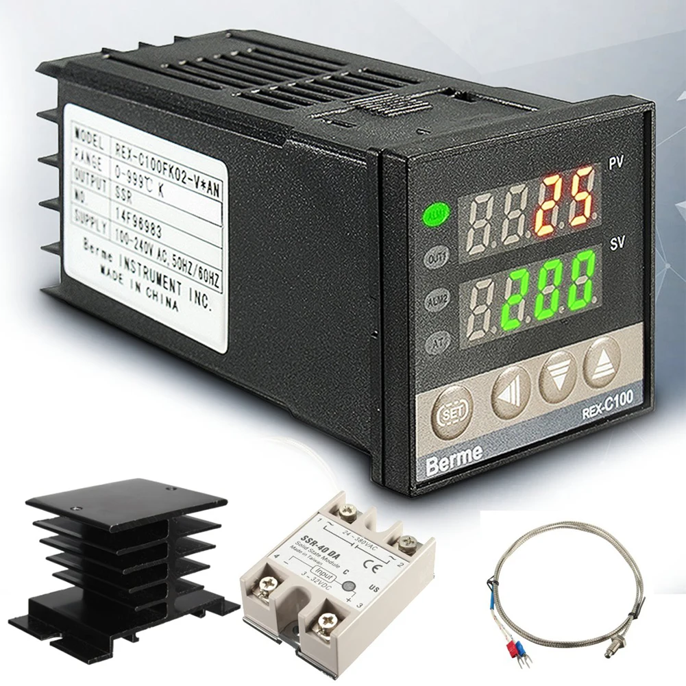 Цифровой 220 V PID REX C100 регулятор температуры макс. 40A реле высокого