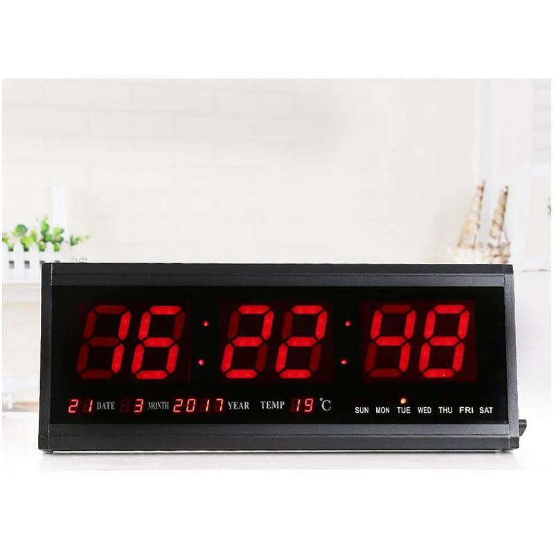 LED Wall Clock Digital Calendar Watch with Temperature Week and Date Battery Back up Big Numbers for Living Room Office | Дом и сад