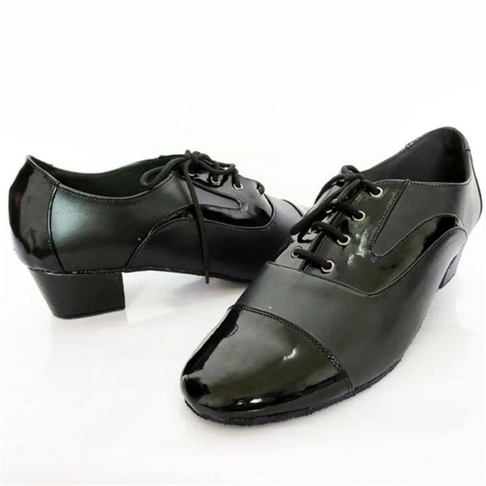 Mens Patten Leather Dance Shoes Salsa Latin Ballroom Customized Plataforma Sexy Low Heel Black JYG447 | Спорт и развлечения