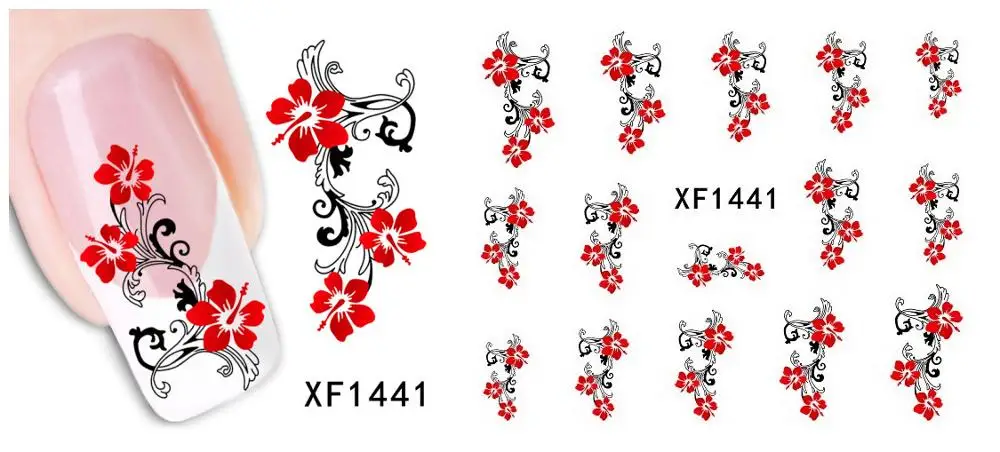 XF1441 30 стилей! Модный лак для ногтей, наклейки, цветочный дизайн, переводные наклейки для ногтей - Цвет: XF1441