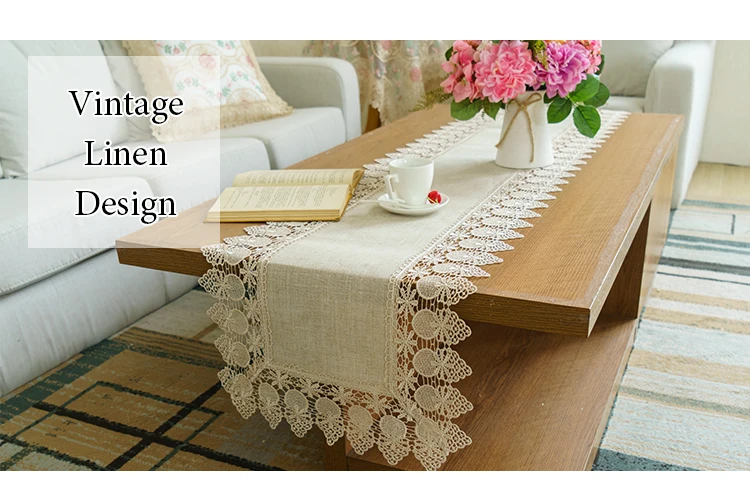LongShow винтажный элегантный 40x180 см 40x220 см вышитый томатный кружевной отделкой Мешковина льняная настольная дорожка