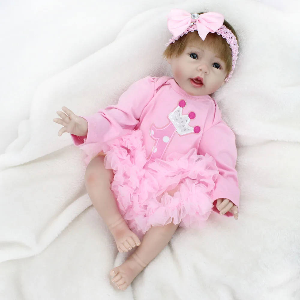 Silicone Reborn Doll Baby Princess Babies Vinyl Girl Gift 55cm 22 inch christmas Decoration Fashion Kids Red cute doll baby | Игрушки и