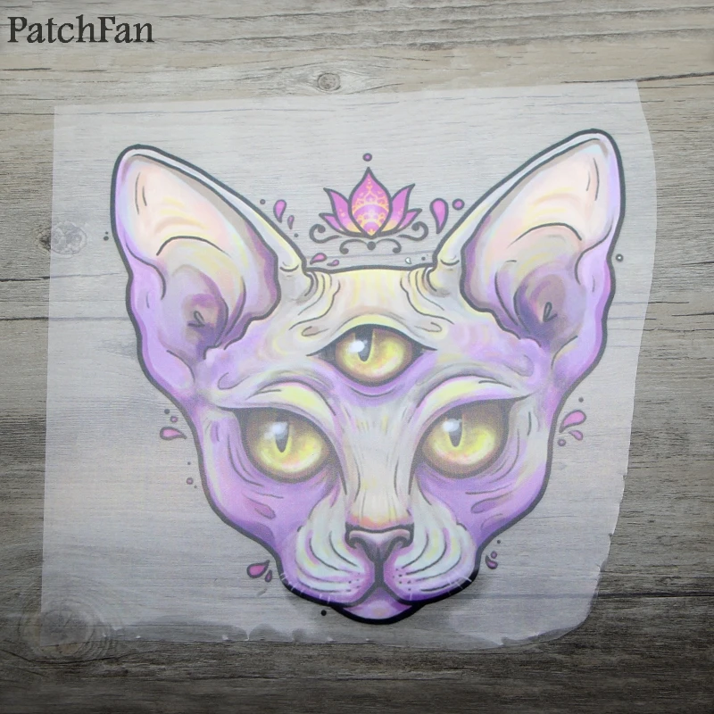 Patchfan кошка гладильная переводы нашивки тепла Пресс наклейки для семьи милые патч