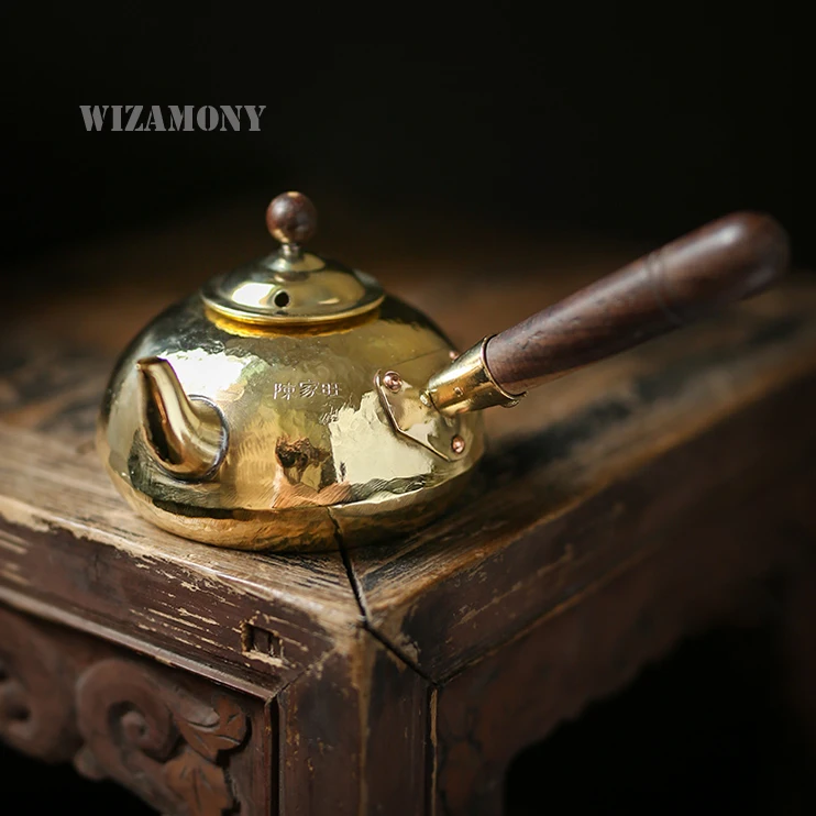 WIZAMONY, чайный набор,, высший сорт, Autnentic, медь, чисто ручной работы, чайник, искусство, китайский заварочный чайник, старинный чайник для чайной церемонии