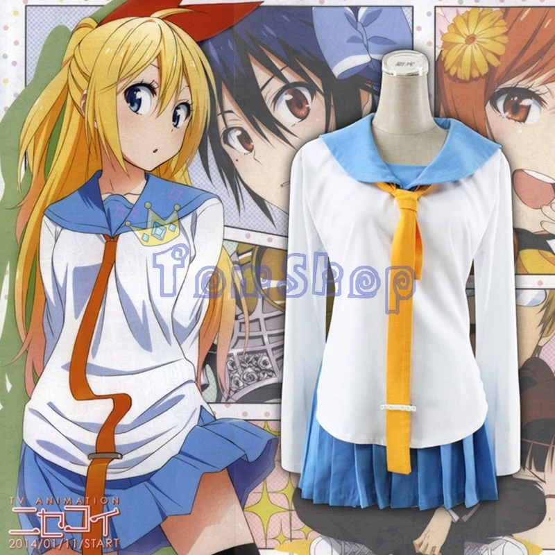 Аниме Nisekoi Kirisaki Chitoge косплей школьная форма костюм женские костюмы для девочек