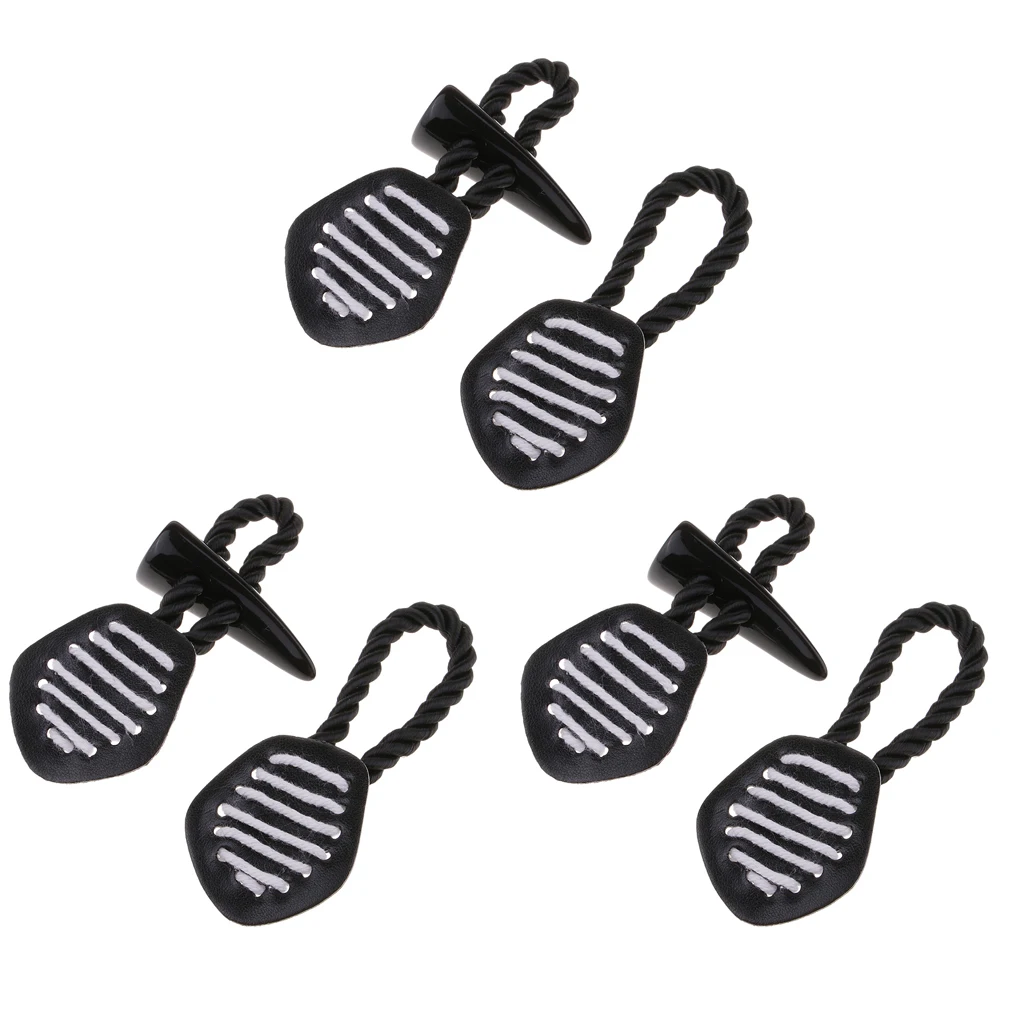 3 пары черный из искусственной кожи смолы рога переключения кнопки швейные