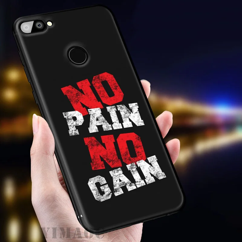 YIMAOC No Pain Gain Gym Soft Case for Huawei Honor View 20 10 8X 8 8C 6A 7A 7X 7C Lite Pro Y9 Y7 Y6 Prime 2018 2017 |